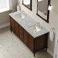 James Martin Kinnsden 72" Double Bathroom Vanity in Sable Oak with 3 cm Victorian Silver Silestone Top and Rectangular Sinks, , large