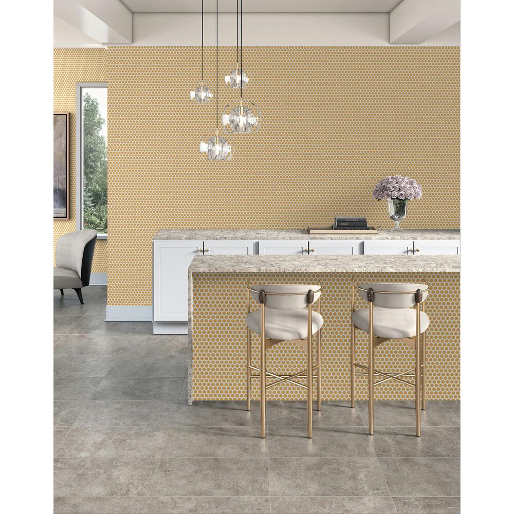 Dal-Tile Color Wheel Mustard 13&quot; x 11&quot; Ceramic Mosaic Sheet, , large
