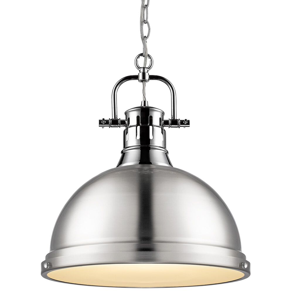 Golden Lighting Duncan Large Pendant in Pewter with Chain in Chrome, , large