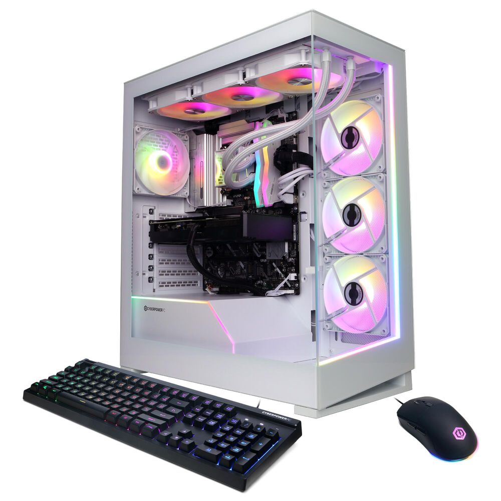 CyberPowerPC Gamer Supreme Gaming Desktop | Intel Core Ultra 9 285K - 32GB RAM - NVIDIA GeForce RTX 5070 Graphics - 1TB SSD in White, , large