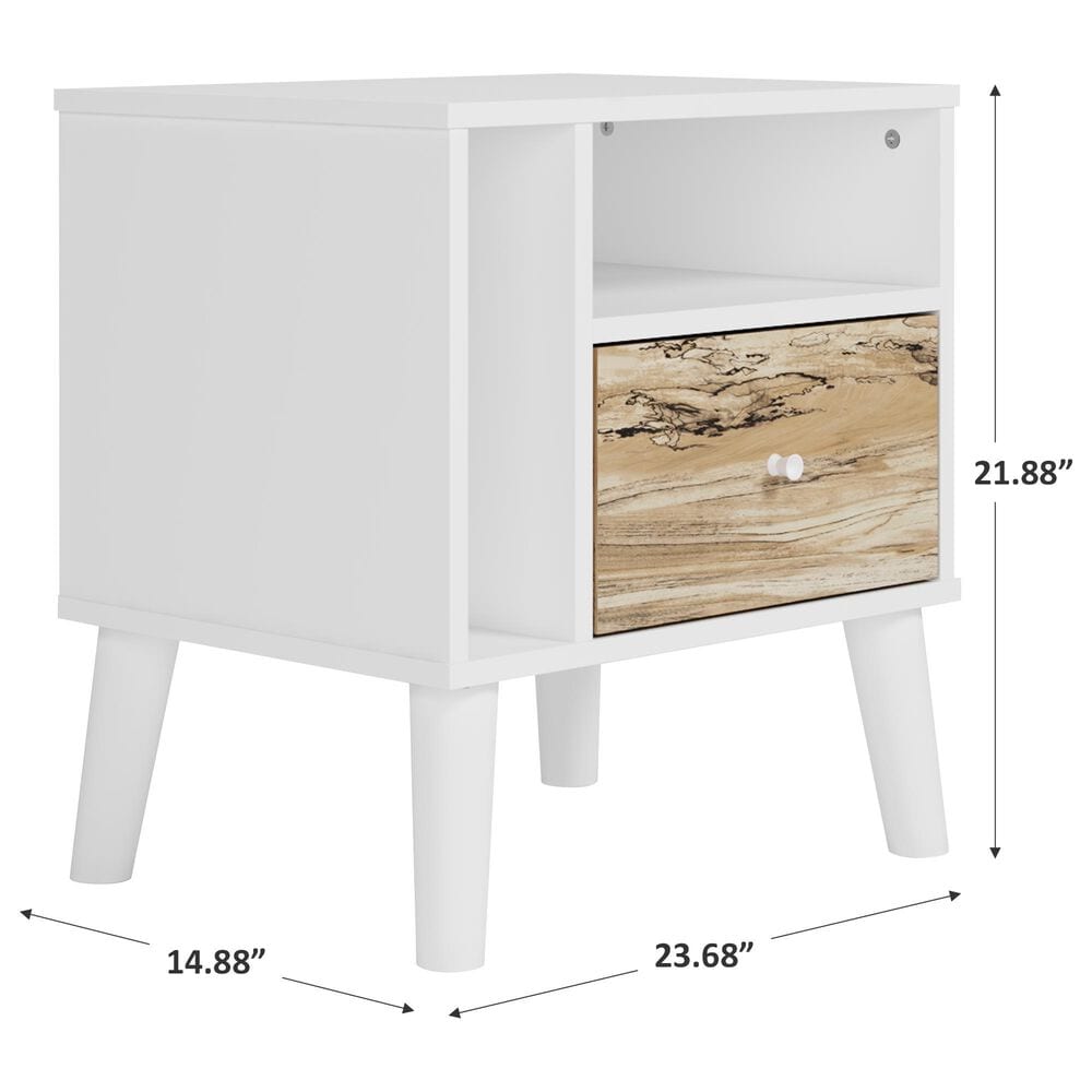 Ashley Piperton Nightstand in White and Brown, , large