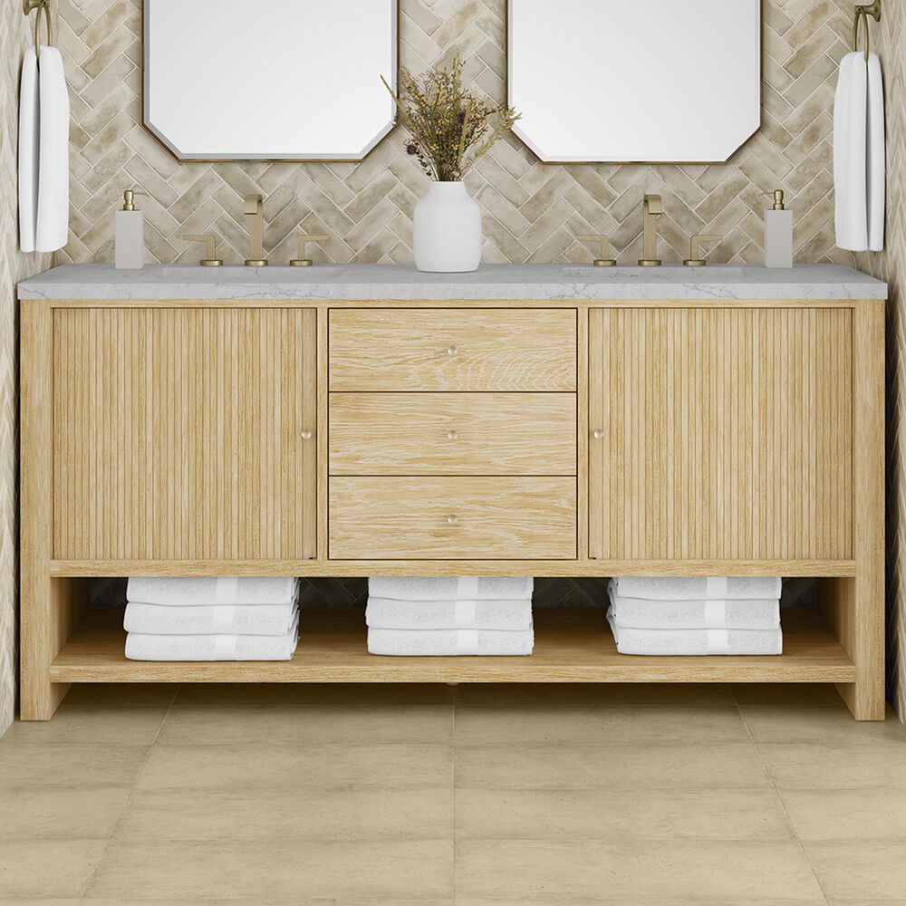 James Martin Vanities Marigot 72&quot; Double Vanity in Sun-washed Oak with 3 cm Eternal Jasmine Pearl Quartz Top, , large