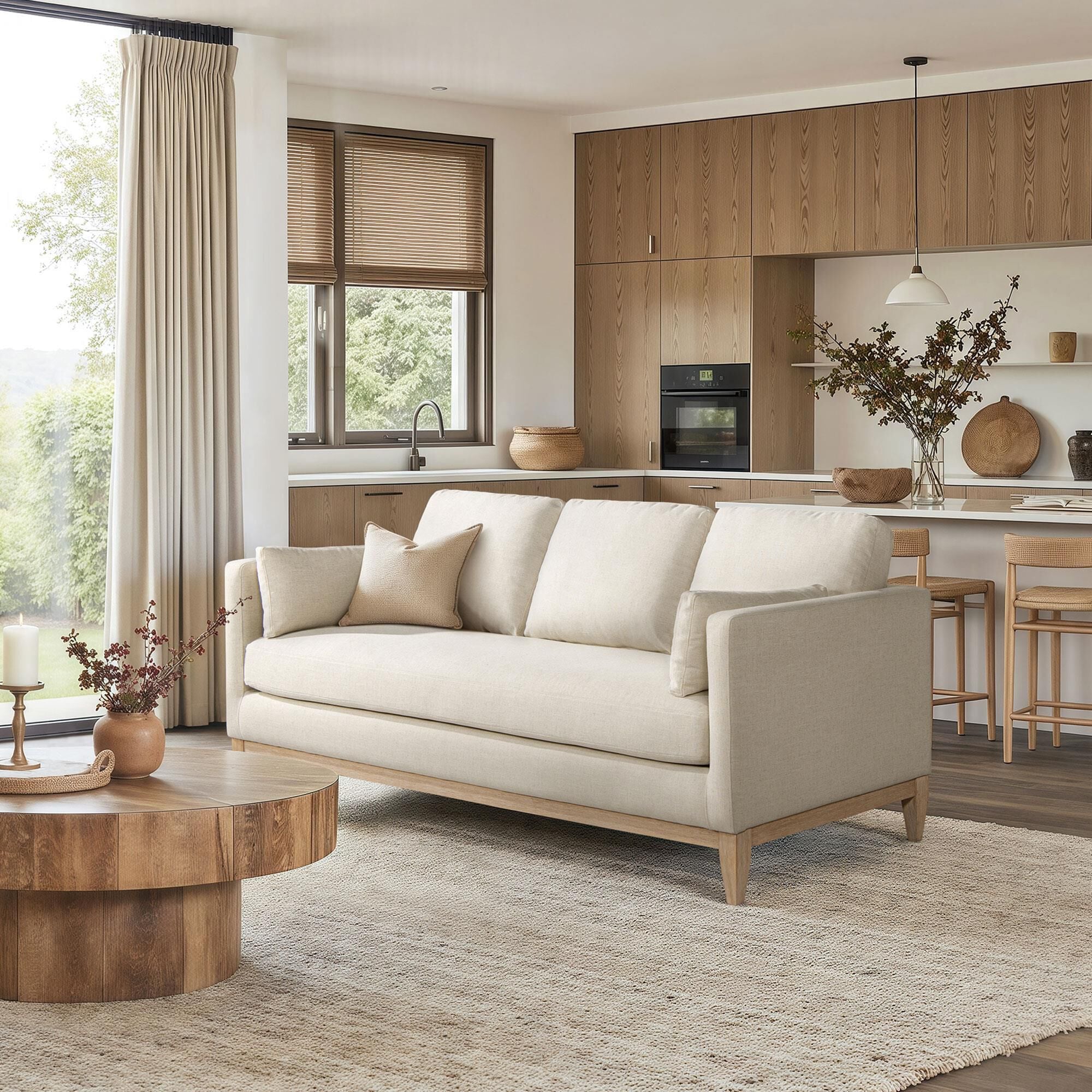 Jennifer Taylor Home Knox Stationary Sofa in Flax White