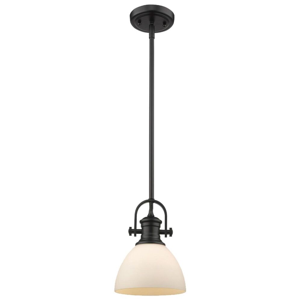 Golden Lighting Hines Mini Pendant in Black with Opal Glass, , large