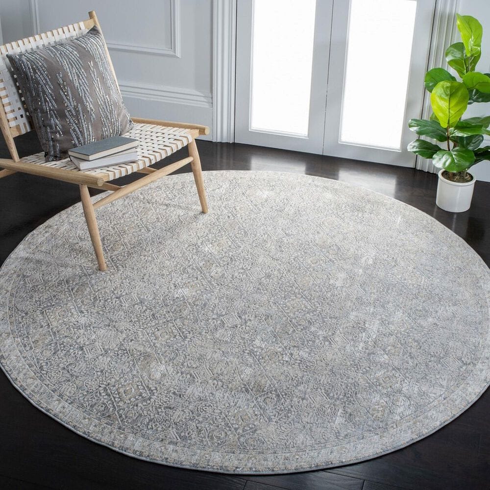 Safavieh Webster WBS334G 6&#39;7&quot; Round Grey and Beige Area Rug, , large