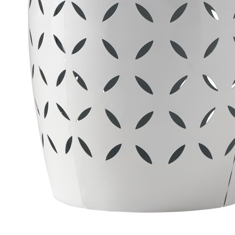 Hearth and Haven Lilac Outdoor Metal Side Table with Cylindrical Design in White, , large