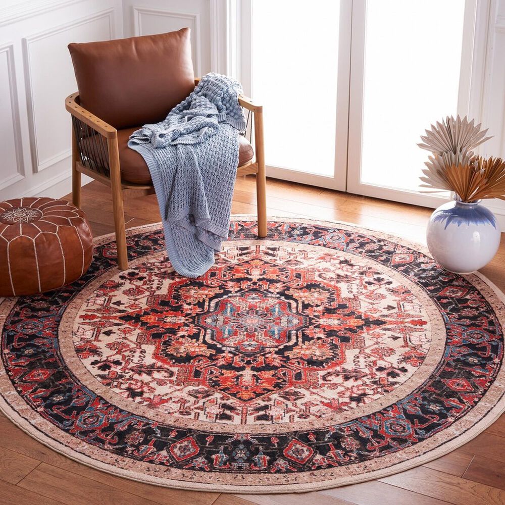 Safavieh Riviera 6&#39;7&quot; Round Ivory and Blue Area Rug, , large