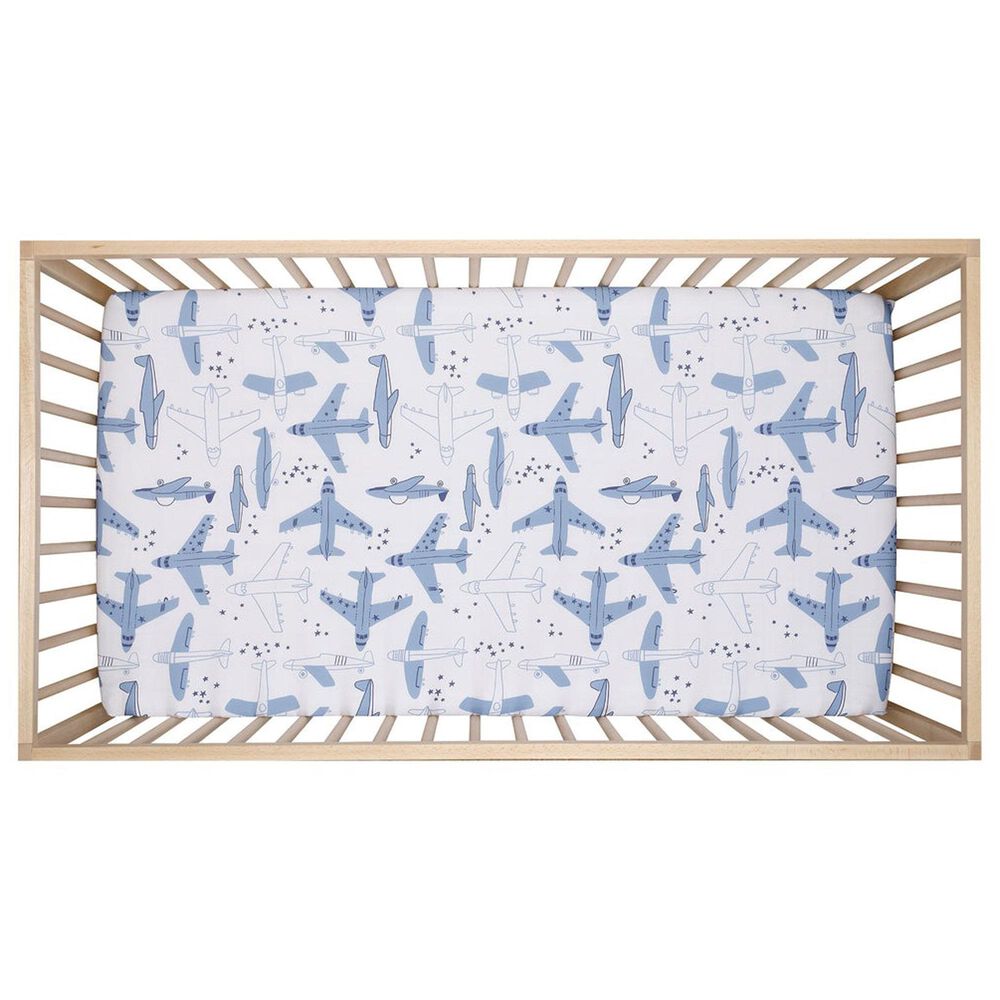 Lambs and Ivy Little Aviator 3-Piece Crib Bedding Set in Blue and White, , large
