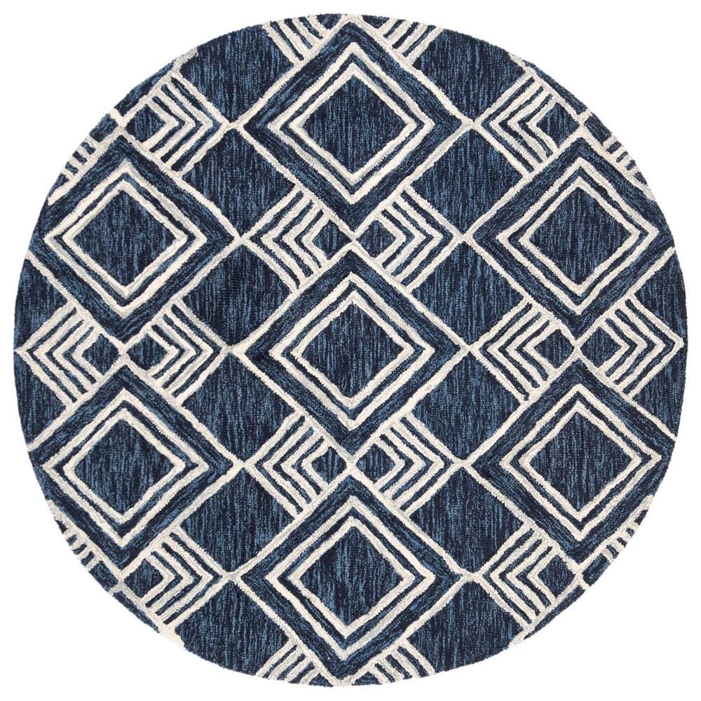 Safavieh Micro-Loop MLP154N 5" Round Navy and Ivory Area Rug, , large