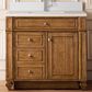 James Martin Vanities Bristol 36" Single Bathroom Vanity in Saddle Brown with Single Hole 3 cm White Zeus Quartz Top and Rectangular Sink, , large
