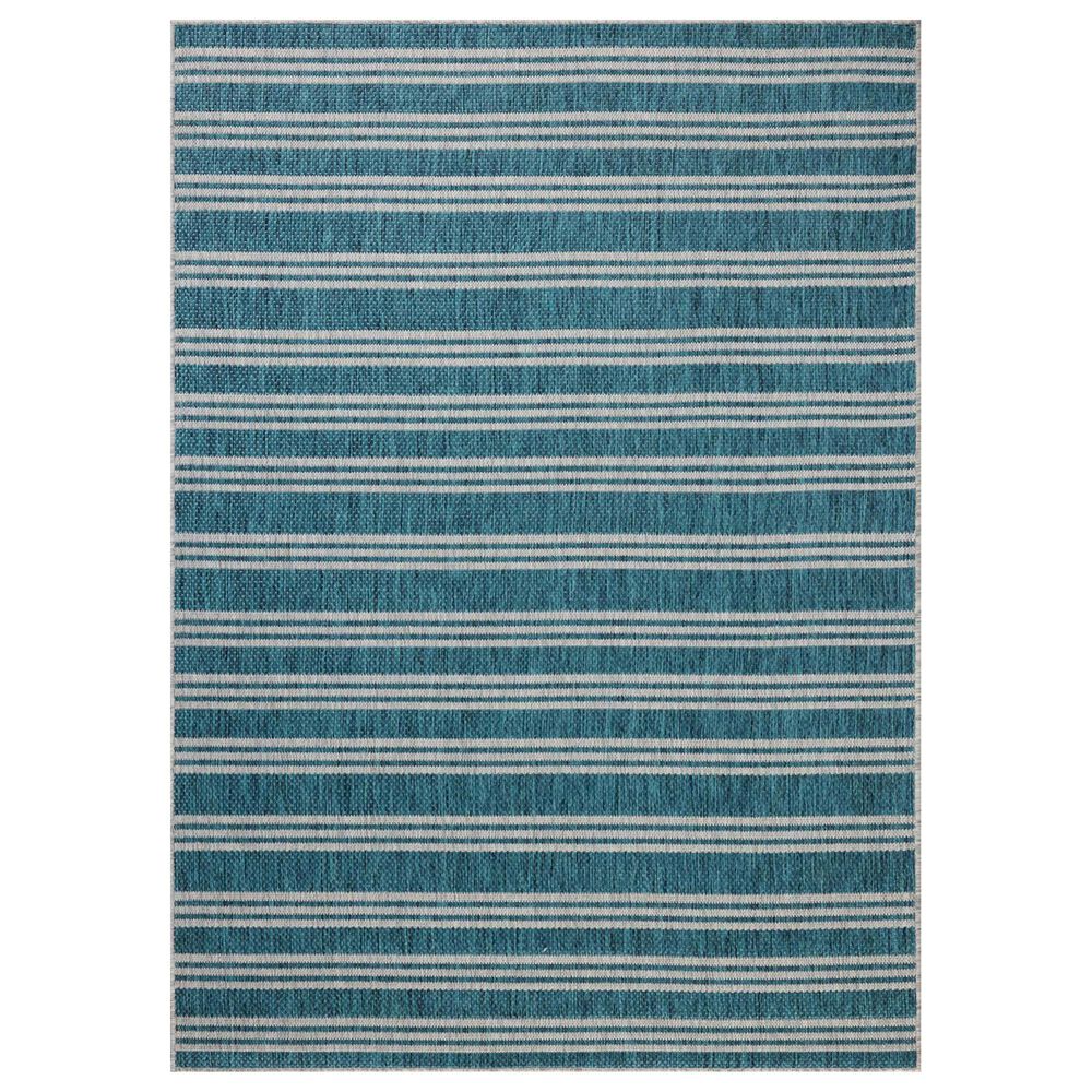 Loloi Easton Teal and Fog 4&#39; x 6&#39; Indoor/Outdoor Area Rug, , large