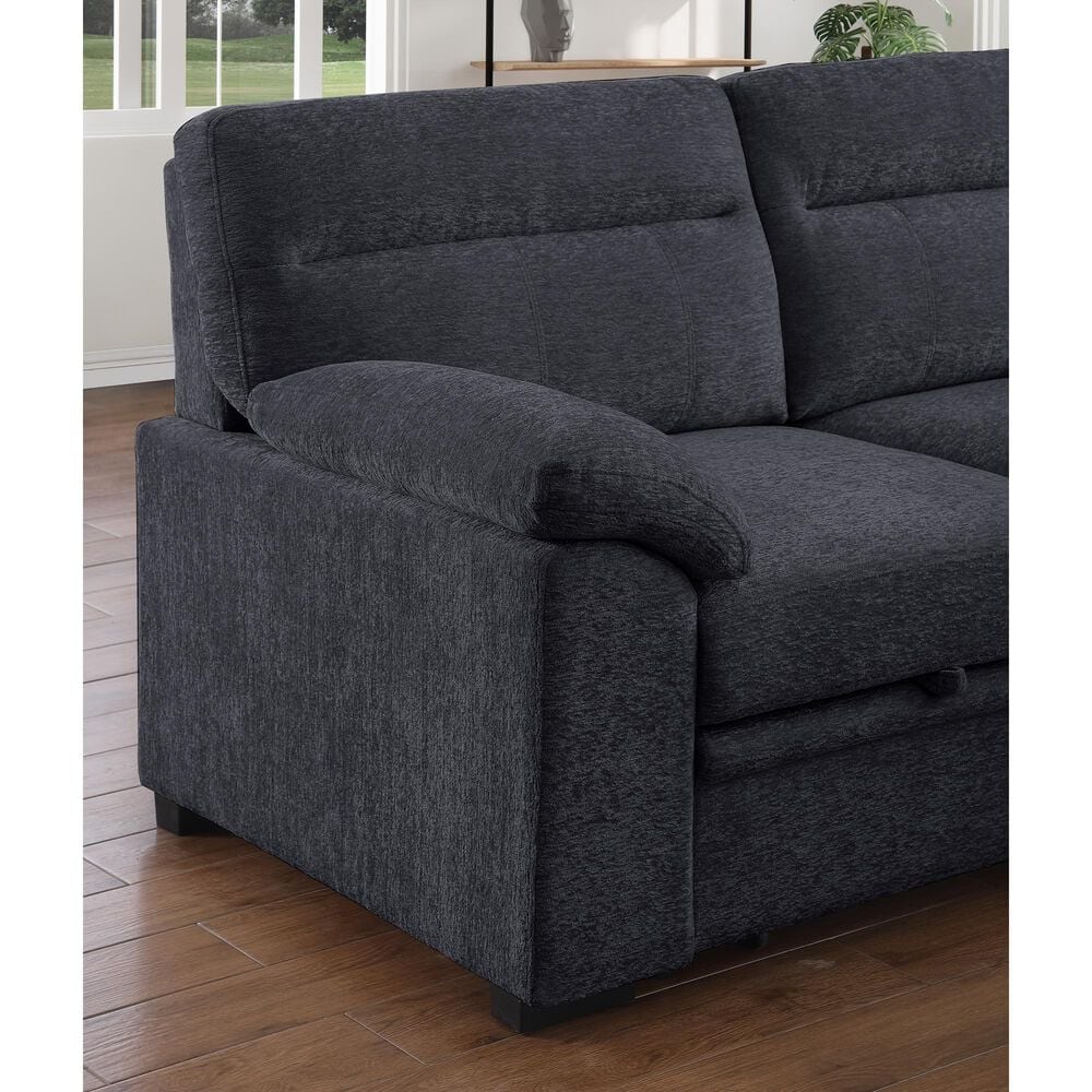 Lilola Home Kipling II 92.5&quot; Stationary Sleeper Sofa in Dark Gray, , large