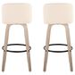 LumiSource Toriano Swivel Bar Stool with Cream Faux Leather Upholstery in Whitewashed and Black (Set of 2), , large