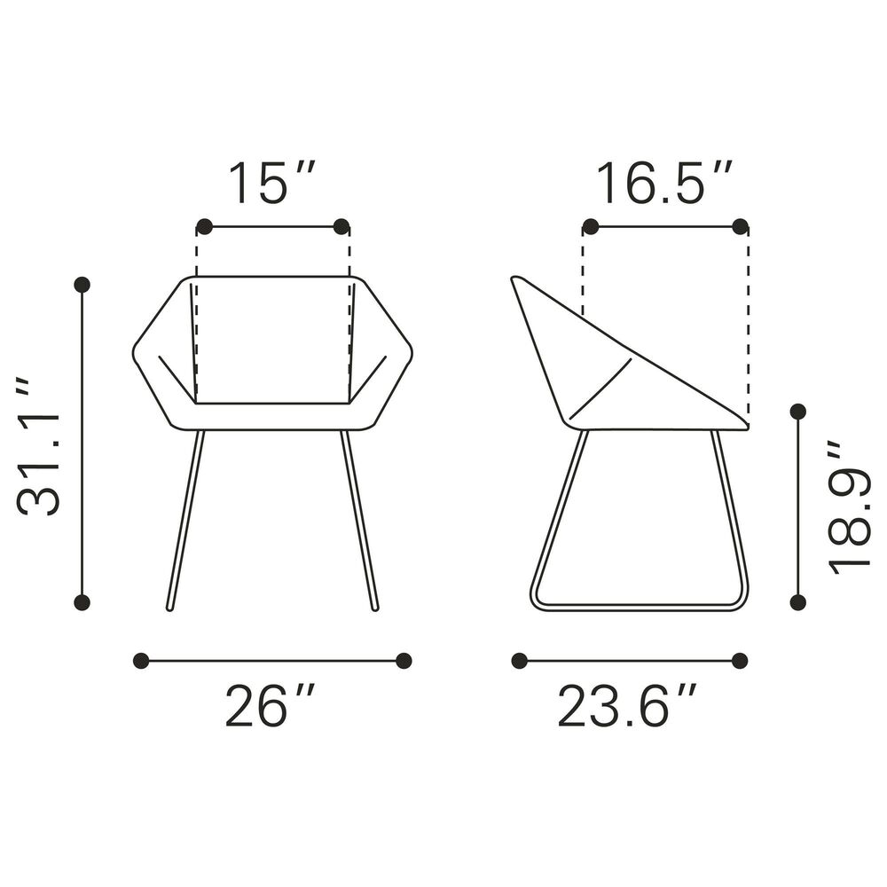 Zuo Modern Miguel Dining Chair in White/Matte Black, , large