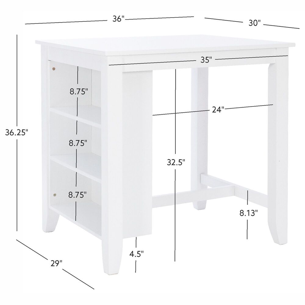 Linon Home Decor Mayfair Counter Height Space Saving Table in White - Table Only, , large