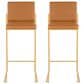Lumisource Fuji High Back Barstool with Camel Faux Leather in Gold (Set of 2), , large