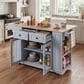 HOMLUX 54" Mobile Kitchen Island with Glass Door Storage in Grey and Blue, , large