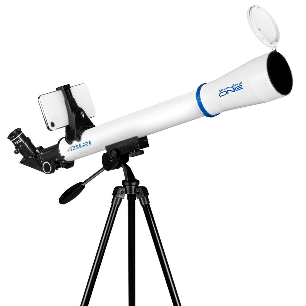 Explore One Explore One STARAPP - 50mm Refractor Telescope with Panhandle Mount in White, , large