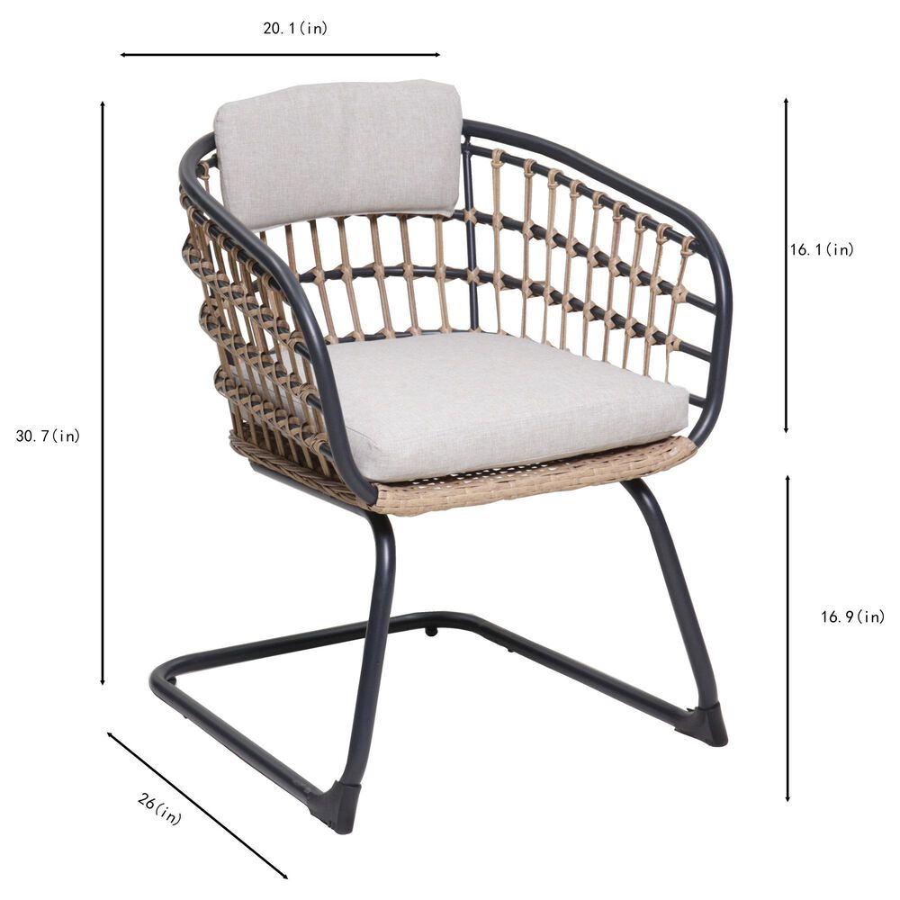 Hearth and Haven Outdoor Wicker Dining Chair with Curved Wraparound Frame in Beige (Set of 2), , large