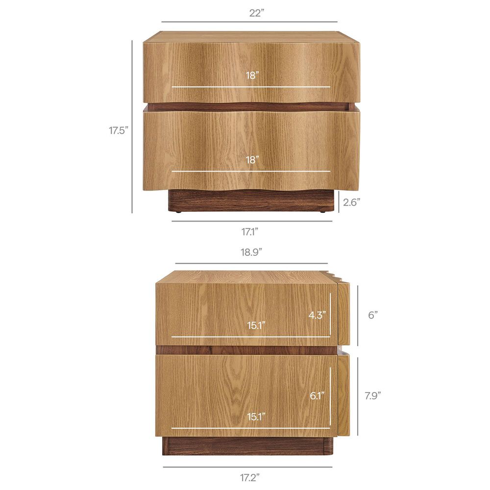 Modway Isola 2 Drawer Nightstand in Light Oak Walnut, , large