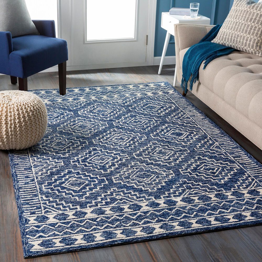 Surya Granada GND-2322 5&#39; x 7&#39;6&quot; Dark Blue, Denim and Ivory Area Rug, , large