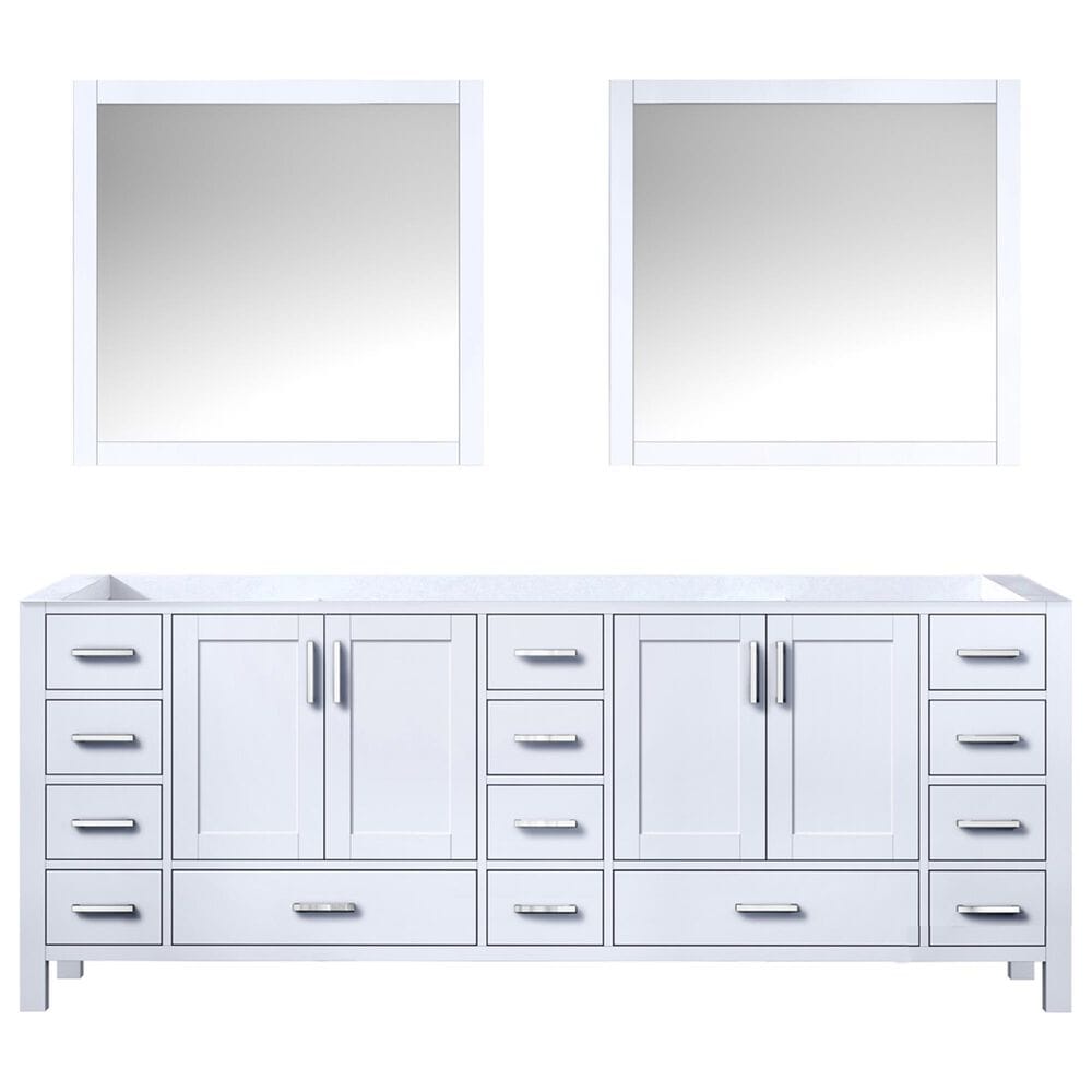 Lexora Home Jacques 84" Double Bathroom Vanity Cabinet Only in Distressed Grey and 34" Mirrors, , large