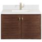James Martin Vanities Amberly 36" Single Bathroom Vanity in Mid-Century Walnut with Single Hole 3 cm White Zeus Quartz Top and Rectangular Sink, , large