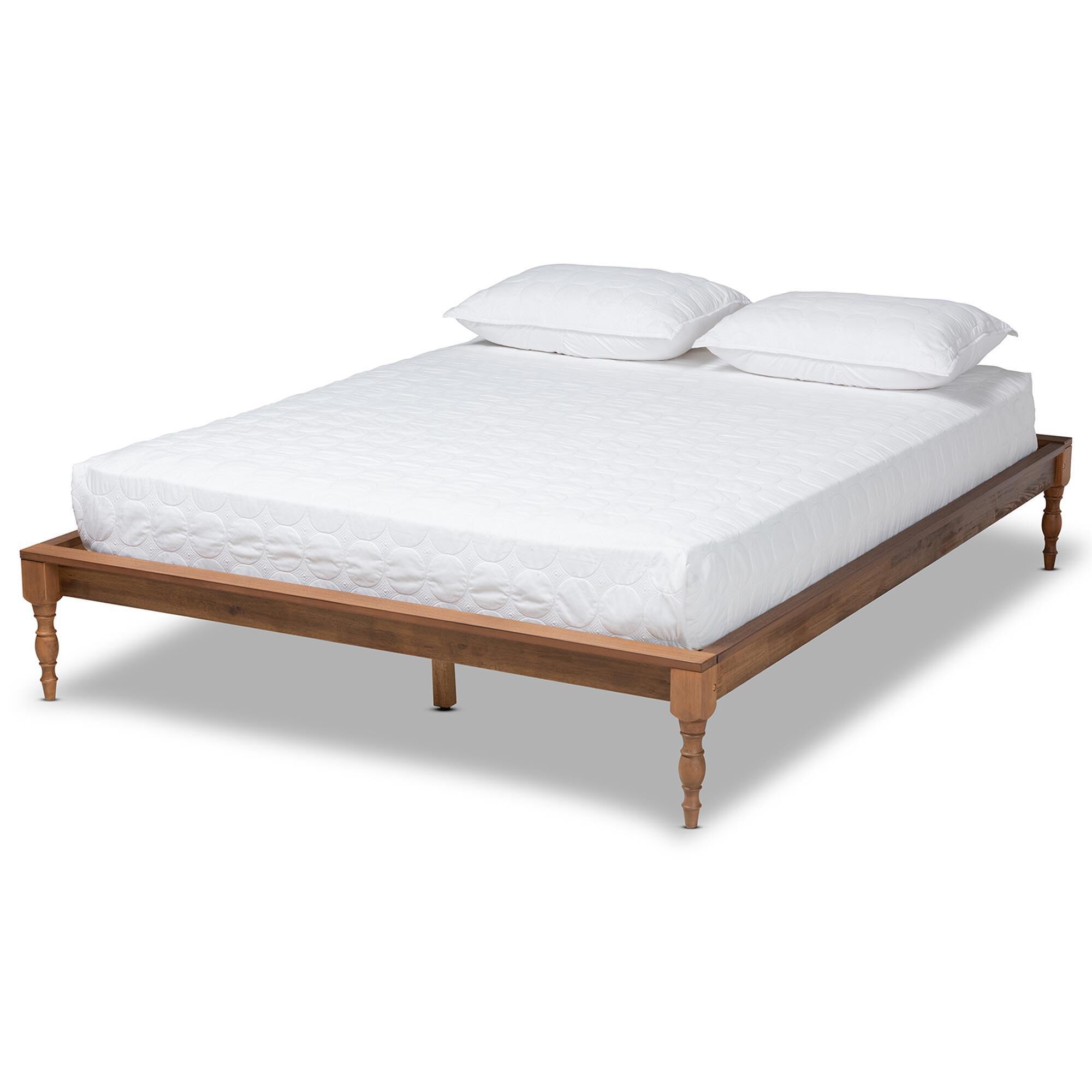 Baxton Studio Romy Full Platform Bed Frame in Ash Walnut