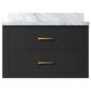 Lexora Home Castor 30" Single Bathroom Vanity in Black with 2 cm White Carrara Marble Top and Rectangular Sink, , large