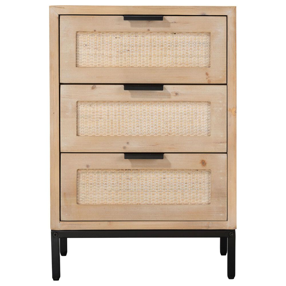 Splendor Living Oakton 3-Drawer Side Table in Natural and Black, , large