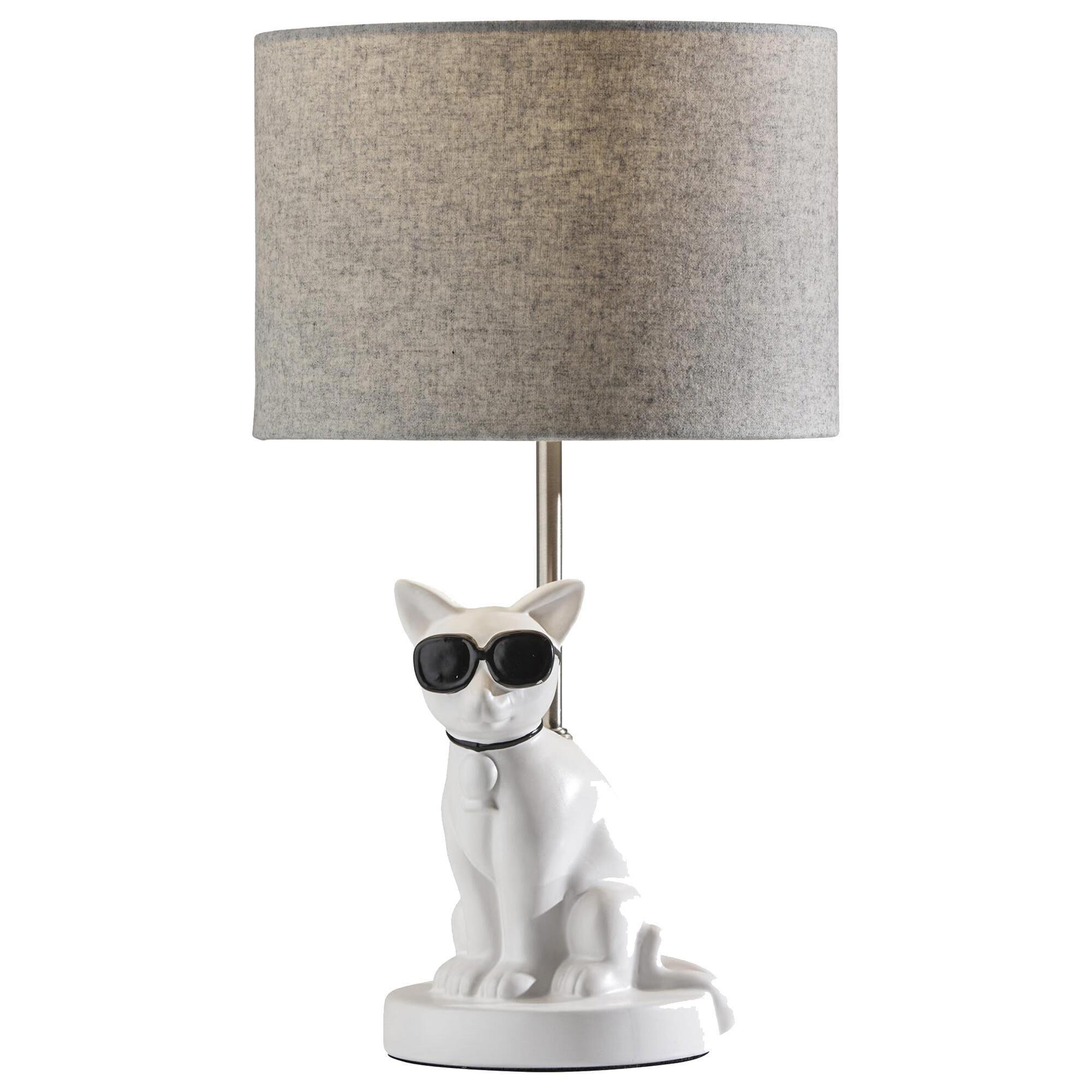 Adesso Sunny Cat Table Lamp in White NFM