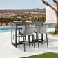 Armen Living Palma Patio Bar Stool with Dark Grey Cushion in Black, , large