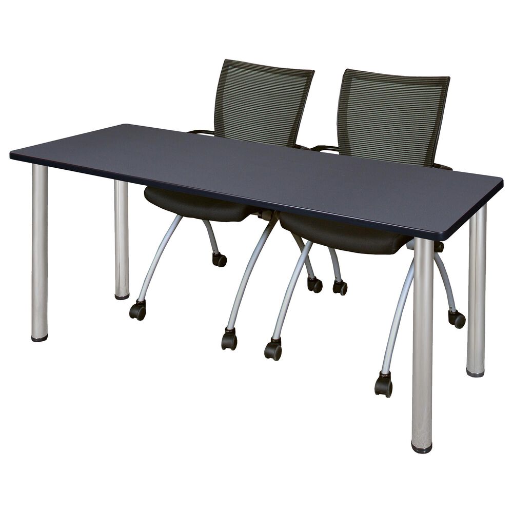 Regency Global Sourcing Kee 3-Piece Training Table Set in Grey/ Chrome/ Black, , large