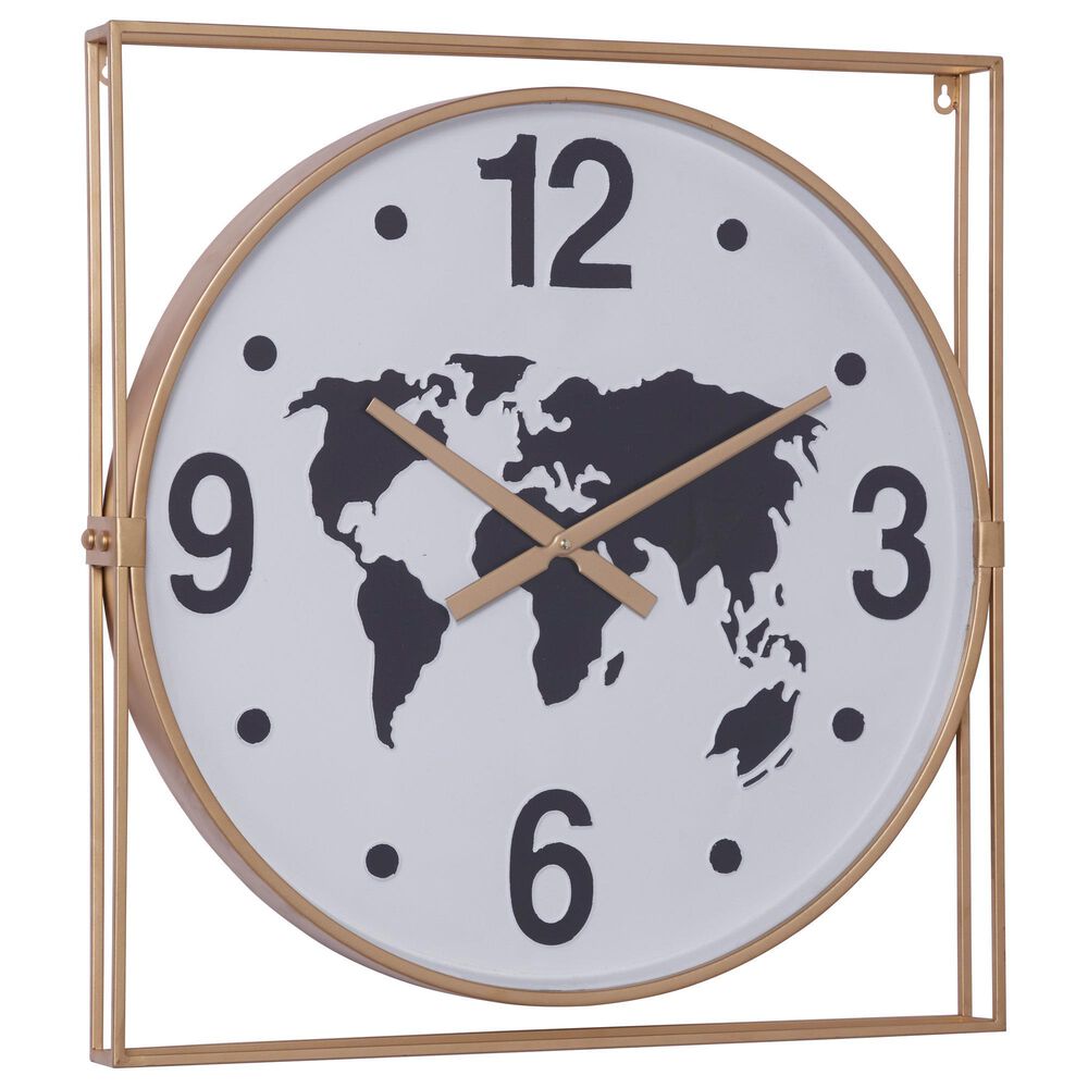 Maple and Jade 25&quot; x 26&quot; Wall Clock in Gold, , large