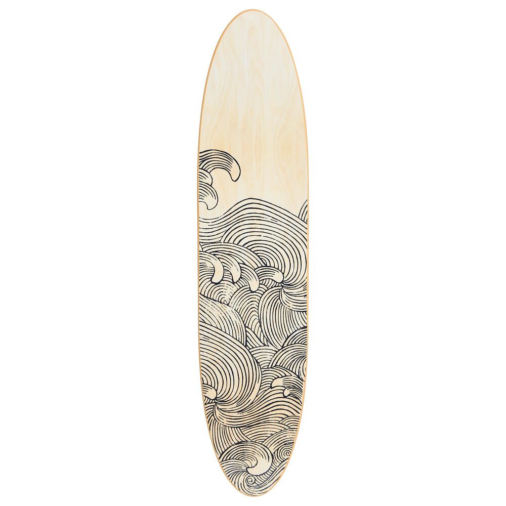 Creative Coop 65.6" x 15" Coastal Decorative Surfboard Wall Decor with Wave Design in Light Natural, , large