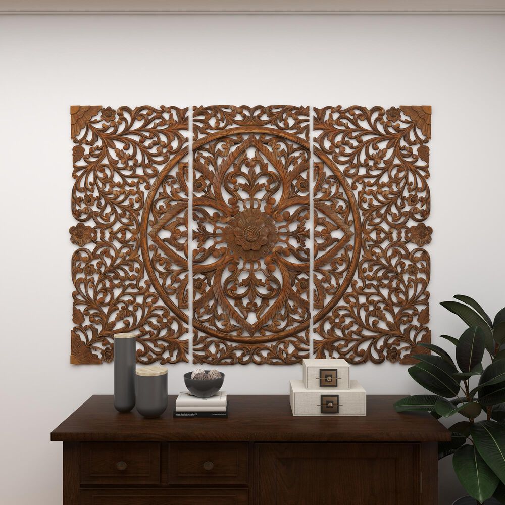 Maple and Jade 48&quot; x 16&quot; Traditional Wall Decor in Cinnamon Brown, , large