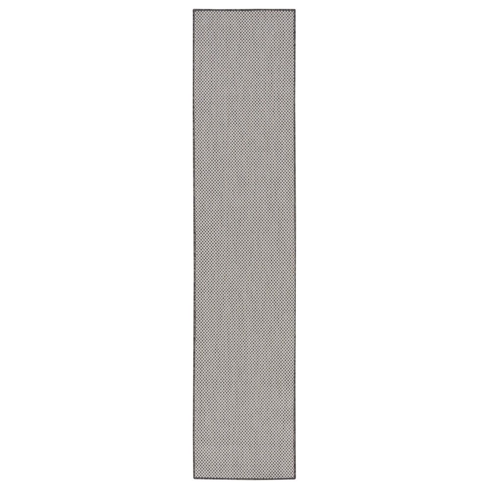Nourison Courtyard Ivory and Charcoal 2"2" x 8" Indoor/Outdoor Runner, , large