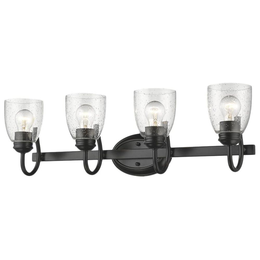 Golden Lighting Parrish 4-Light Bath Vanity in Black with Seeded Glass, , large
