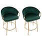 LumiSource Claire Swivel Counter Stool with Green Velvet Upholstery in Gold (Set of 2), , large