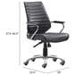 Zuo Modern Enterprise Low Back Office Chair with Black Faux Leather in Chrome, , large