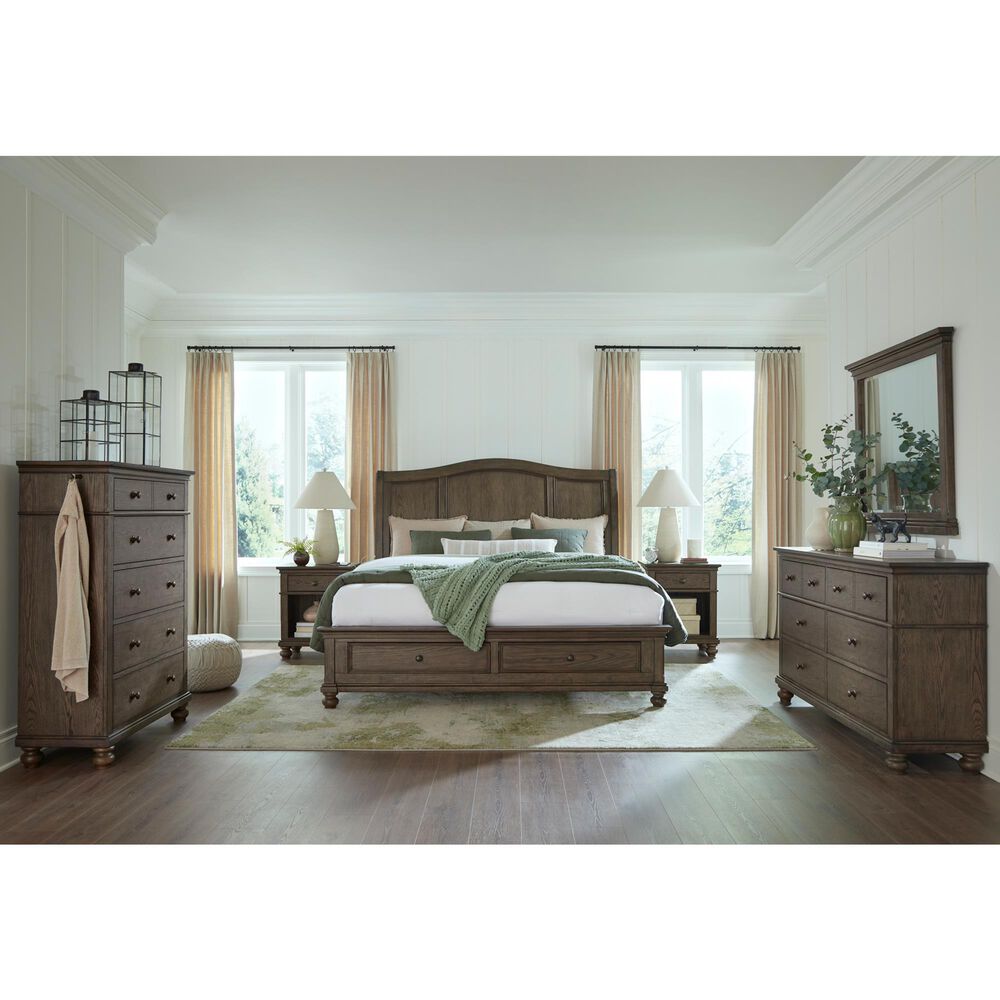 Riva Ridge Oxford 3-Piece King Sleigh Storage Bedroom Set in Cocoa with USB Ports, , large