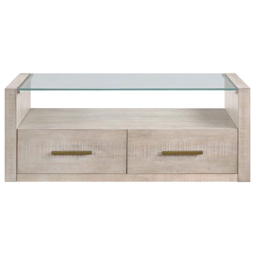 Steve Silver Garland Coffee Table in Washed Parchment and Clear, , large