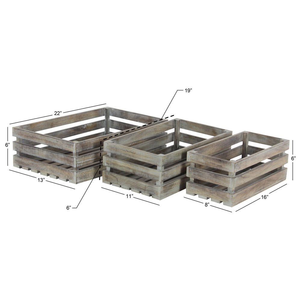 Maple and Jade Farmhouse Wood Tray in Brown &#40;Set of 3&#41;, , large