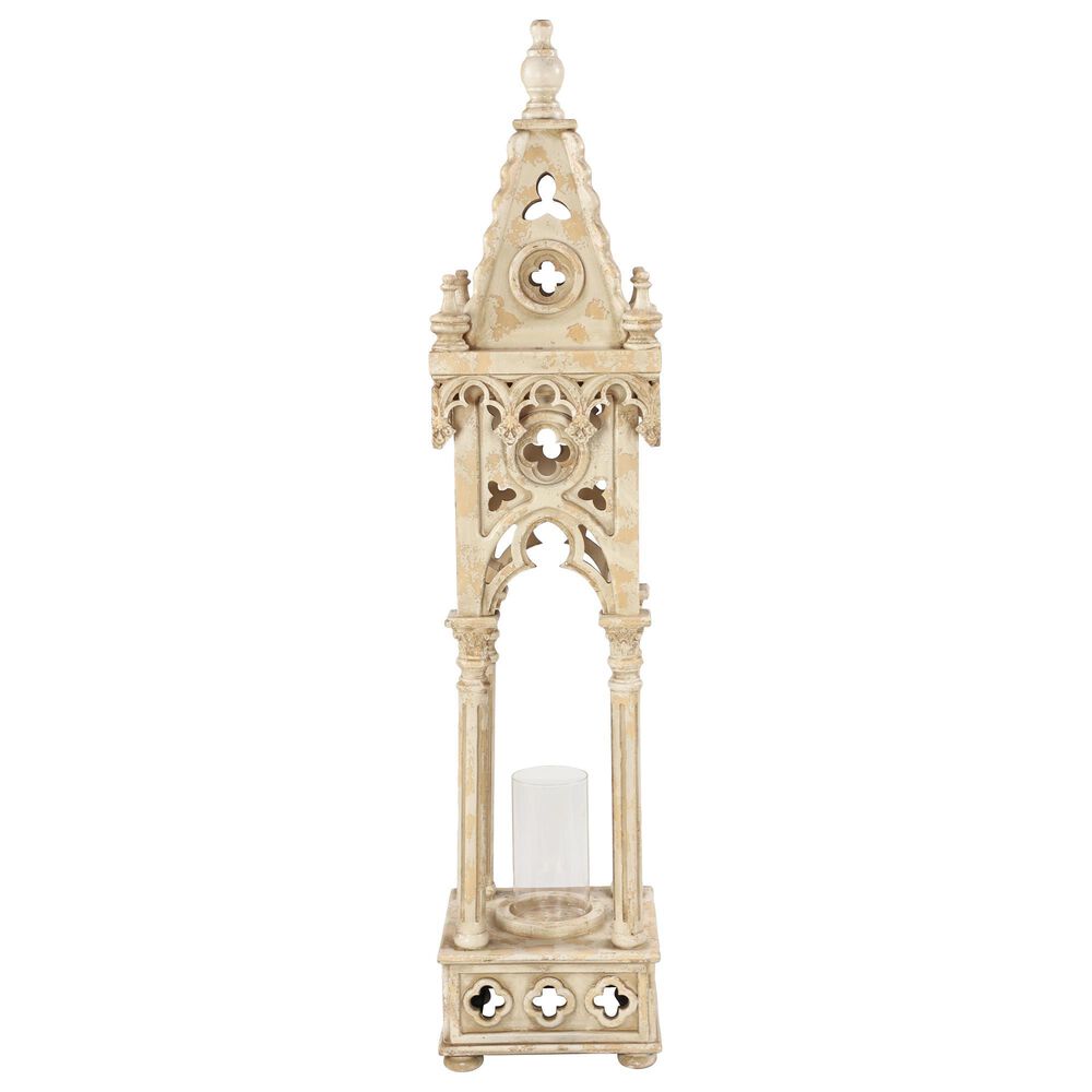 Maple and Jade 55&quot; Vintage Lantern in Distressed White, , large