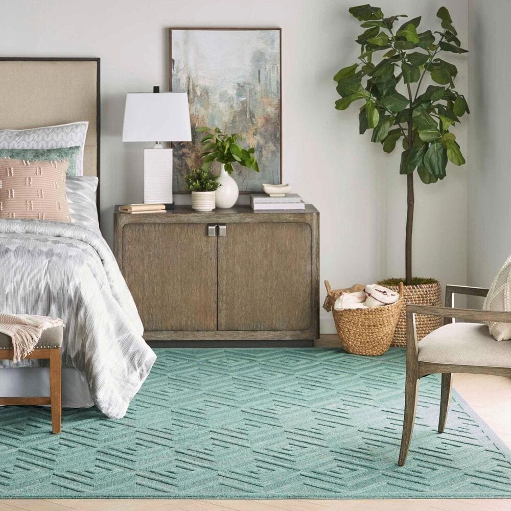 Nourison Versatile 9&#39; x 12&#39; Aqua and Teal Indoor/Outdoor Area Rug, , large