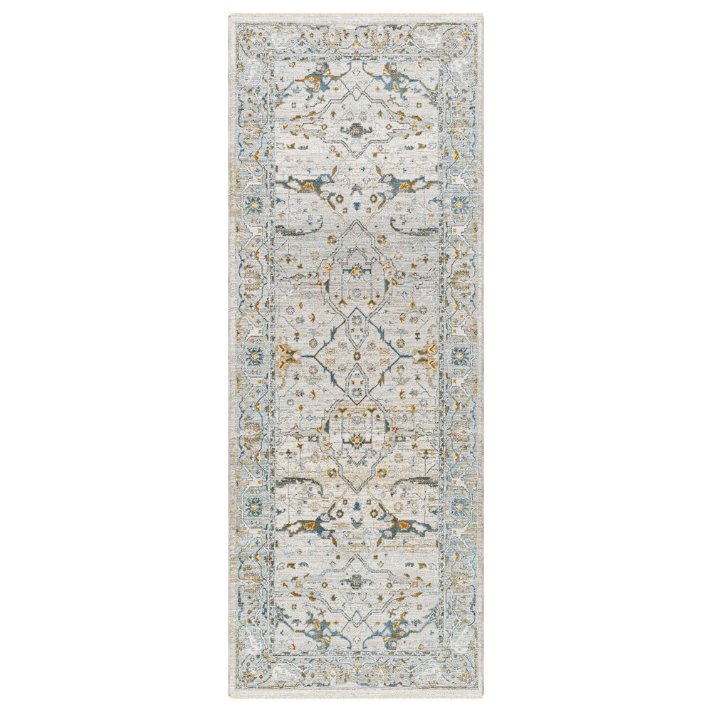 Surya Dresden Taupe, Off-White, Dusty Sage, Deep Teal, Olive, Light Gray and Mustard 2'7" x 7'3" Runner, , large