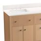 Kohler Malin 60" Double Bathroom Vanity in White Oak with 3 cm White Quartz Top and Rectangular Sinks, , large