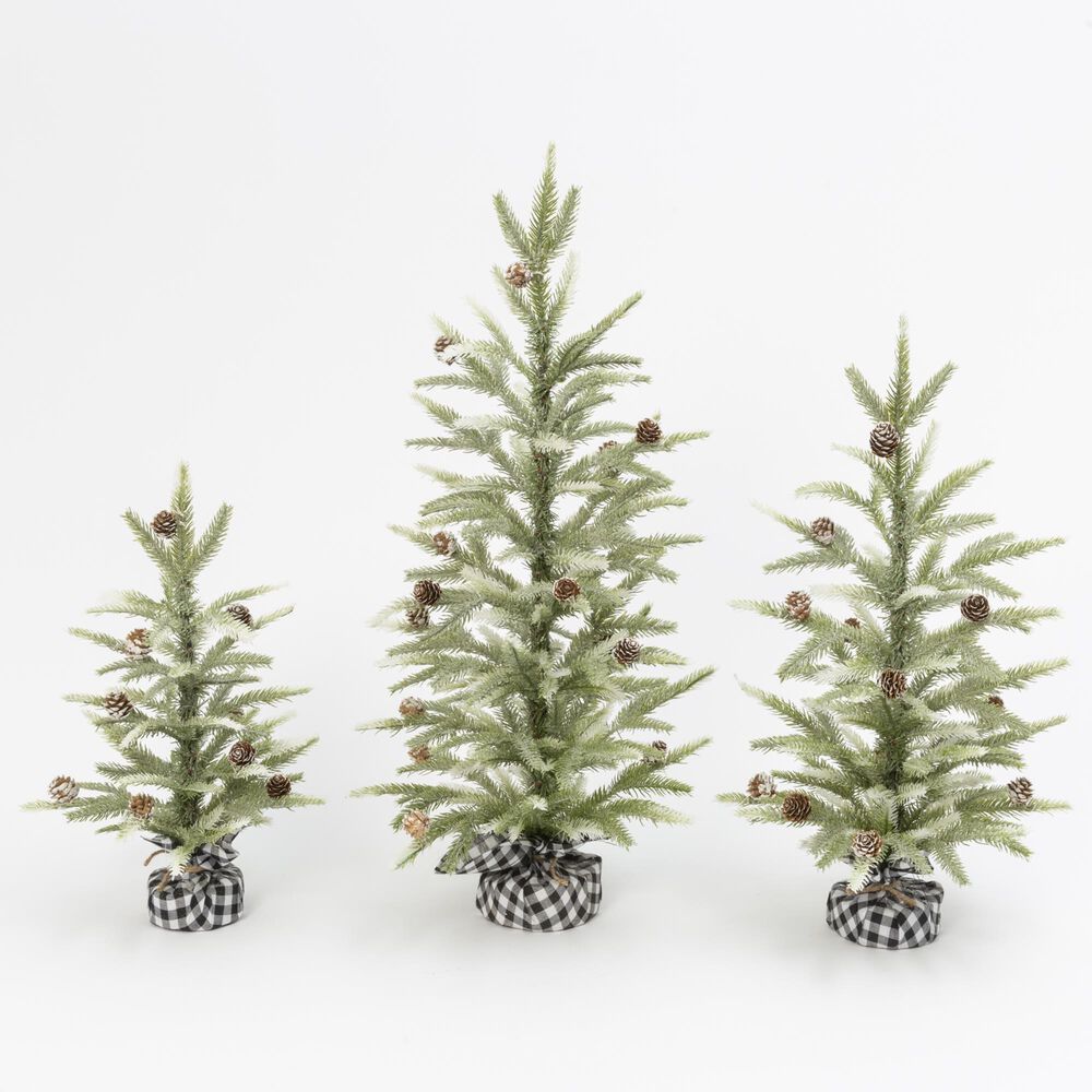 The Gerson Company 3-Piece Pine Trees with Wrapped Base Set in Green, Black and White, , large