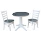 International Concepts Modern Farmhouse Solid Wood Emily 3-Piece Dining Set in White/Heather Gray, , large