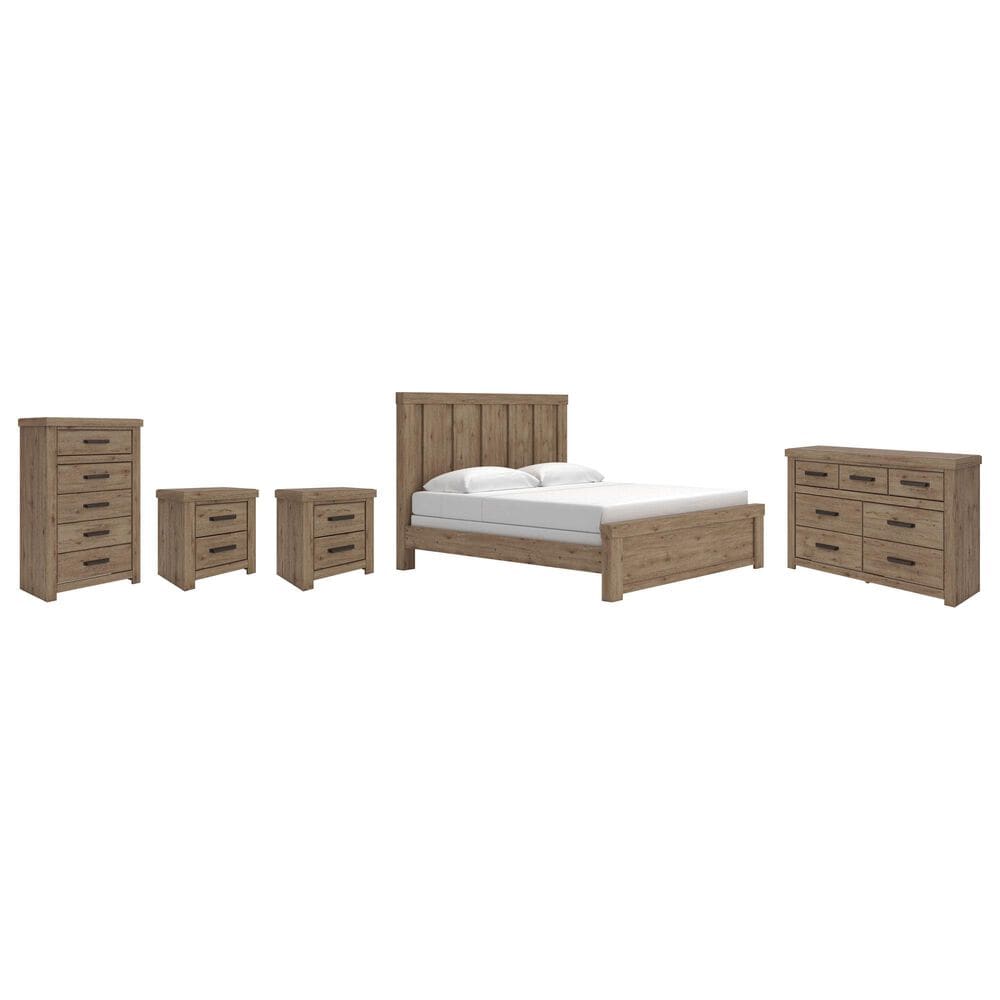 Ashley KING PANEL BED WITH DRESSER, CHEST, AND TWO NIGHTSTANDS, , large